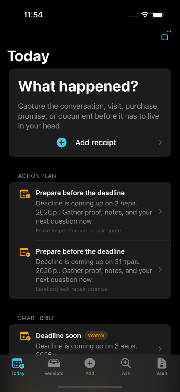 Life Receipts — Today
